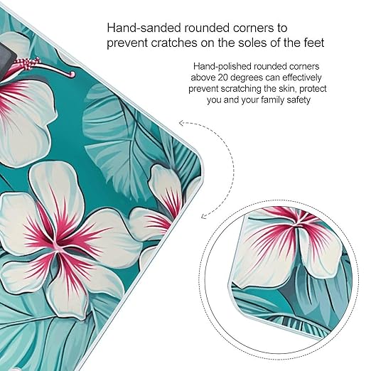 Tropical Hibiscus Flowers Bathroom Scale Rounded Smart Scale for Body Weight Automatic Power On/Off Weight Scales Accurate Bathroom Digital Scales for Pet Home Bedroom Kitchen