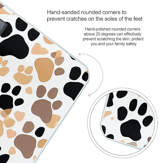 Cute Dog Paw Prints Scale for Body Weight Sturdy Tempered Glass Weighing Scales with LCD Display Accurate Digital Bathroom Scale Convenient Body Fat Smart Scales Easy Read