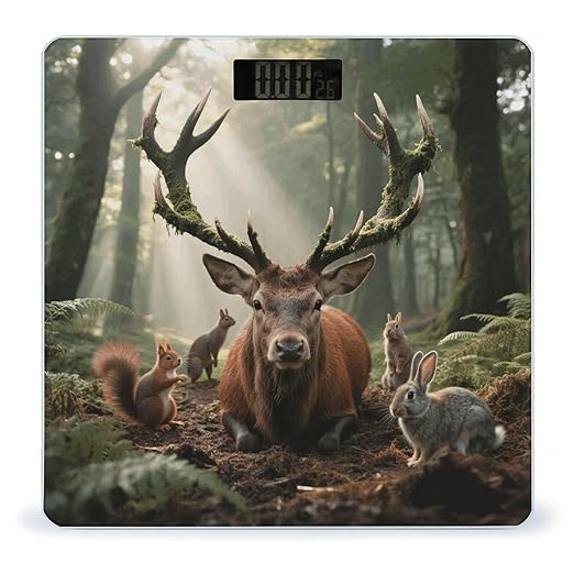 Forest Wildlife Scale for Body Weight Sturdy Tempered Glass Weighing Scales with LCD Display Accurate Digital Bathroom Scale Convenient Body Fat Smart Scales Easy Read