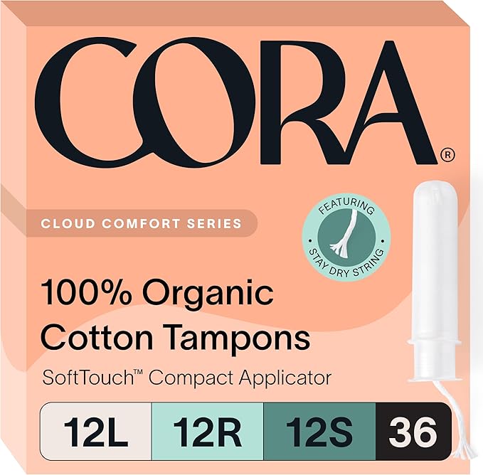 Cora Organic Feminine Care | Applicator Tampon Multipack and Organic Long No Wings Liners | Eco-Conscious | 72 Total | Bundle Pack