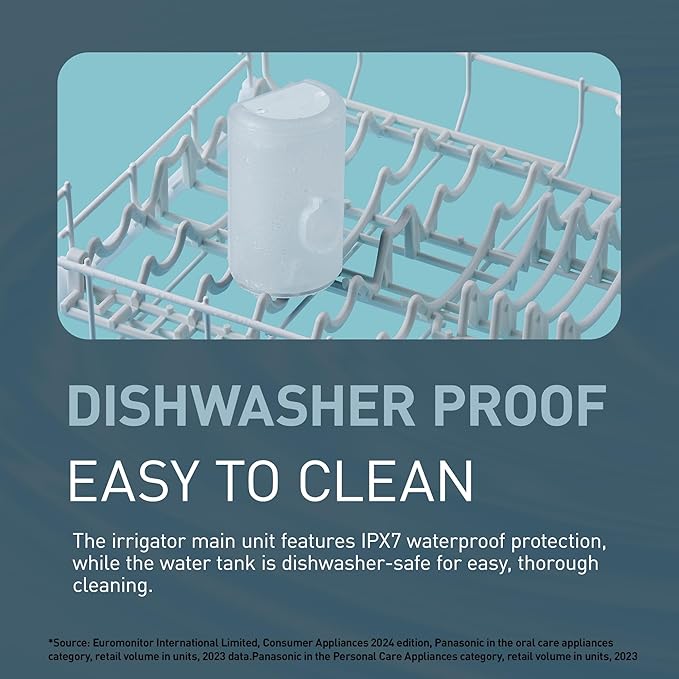 Panasonic Oral Irrigator Cordless Water Flosser with Ultrasonic Cleaning Dishwasher Safe Tank EW-DJ66-W