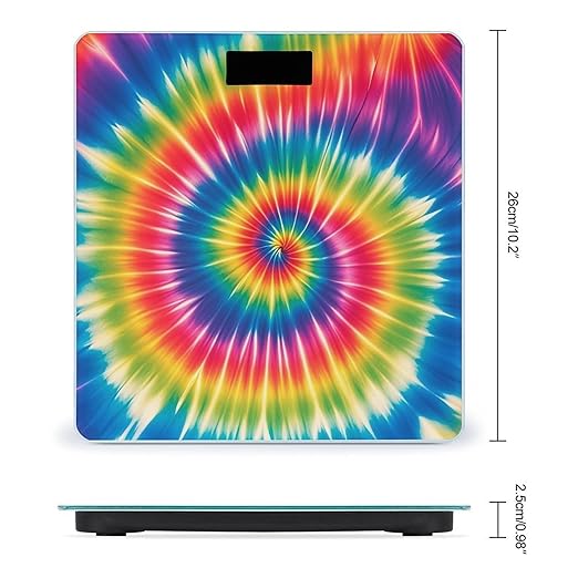 Tie Dye Rainbow Scale for Body Weight Digital Bathroom Scale Toughened Glass High Precision Scales for Body Weight with Large LCD Backlight Display Weight Scales