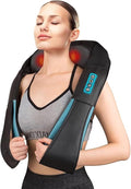 Back and Neck MassagerShiatsu Shoulder MassagerElectric Deep Kneading Massage with Heat Massage for Muscle Relief Tired Back Neck Shoulder &amp Legs (Black BlueFour Buttons)