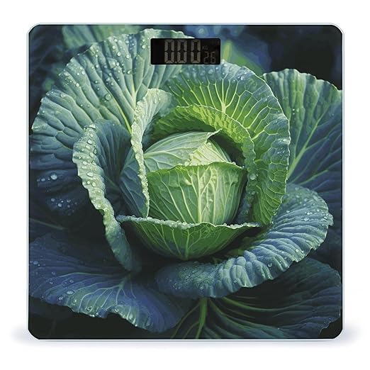 Bright Cabbage Bathroom Scale for Body Weight Bathroom Weighing Scale with Backlit LCD Display Highly Accurate Measures Weight Up to 180kg