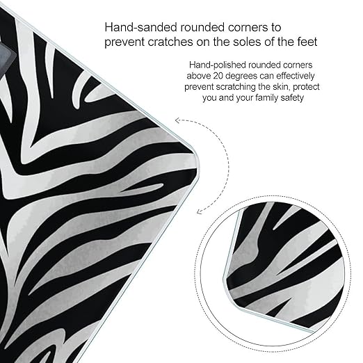 Zebra Print Bathroom Scale Weight Scale for Body WeightHighly Accurate Digital Weighing Machine Clear LED Display Digital Bathroom Body Scale 400lb/182kg