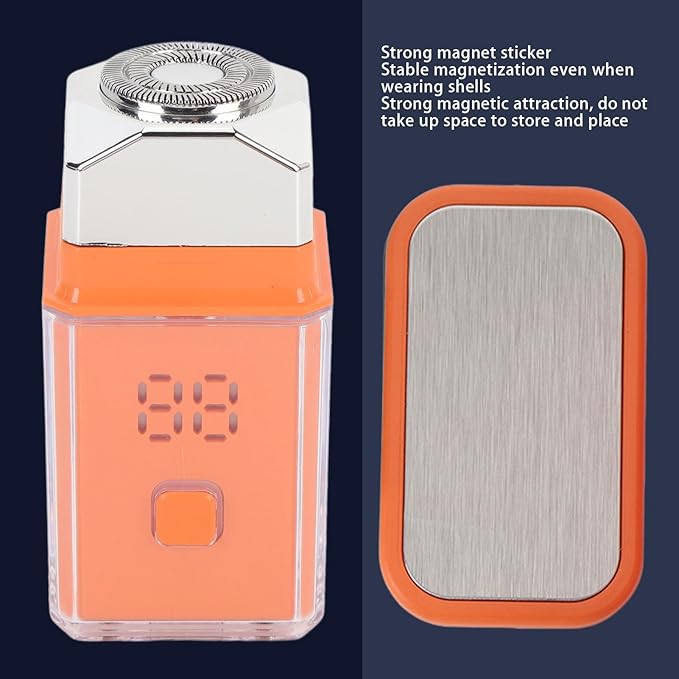 Travel Mustache Trimmer 2 Gears Portable Beard Clipper for Men Lightweight Cordless Shaver with Noiseless IPX7 Rechargeable USB C Hair Trimmer (Orange)