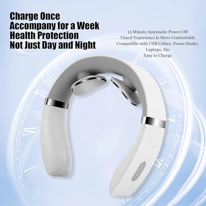 FUTURAX PulseX Neck Massager Neck Massager with Heat 10 Settings &amp 16 Strength Levels Compact and Travel-Friendly Great for Comfort (White)