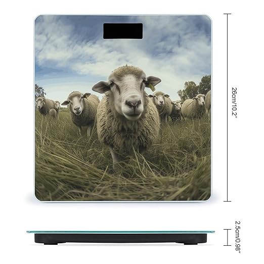 Flock of Sheep Scale for Body Weight Anti-Slip Tempered Glass Digital Bathroom Scales Clear LCD Display Weighing Scale Safe Rounded Corners Smart Scales