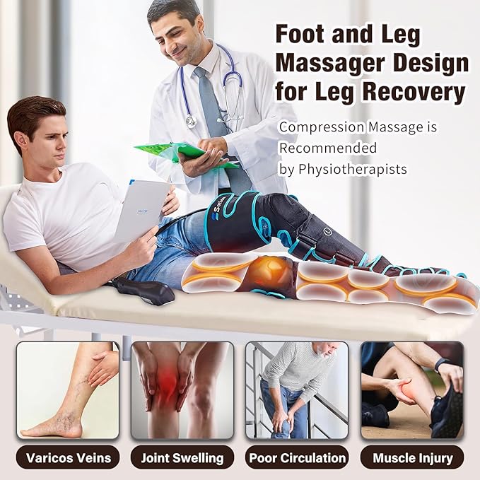 Sotion Leg Massager with Heat and Compression for Circulation &amp Recovery Upgraded Foot Calf Thigh Sequential Massager Device with Handheld Controller 4 Modes 4 Intensities Help for Leg Pain Rel