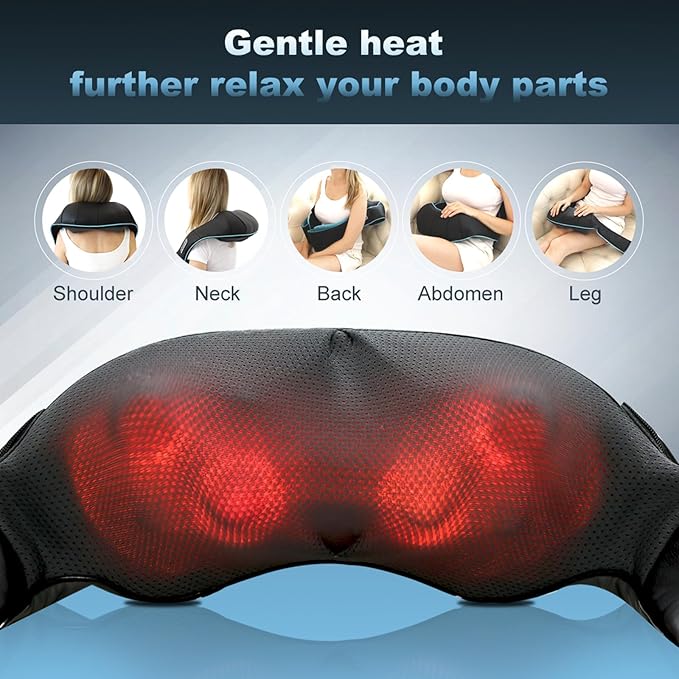 Mo Cuishle Shiatsu Back Shoulder and Neck Massager with Heat Electric Deep Tissue 4D Kneading Massage Best Gifts for Women Men Mom Dad Fathers Day Mothers Day Christmas Gifts