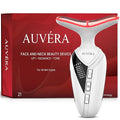 AUVERA 7-in-1 Face &amp Neck Beauty Massager with Light Therapy Heat and Smart Vibration for Wrinkles Fine Lines &amp Skin Tone | Multi-Light Therapy for Lift Radiance &amp Smooth Skin Z1 - Whi