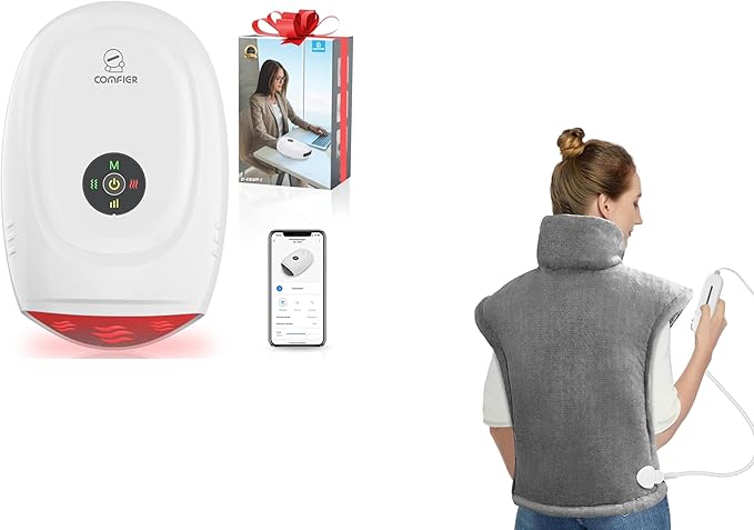 COMFIER Hand Massager for Arthritis and Carpal Tunnel with APP Control Large Heating Pad for Back Pain Relief