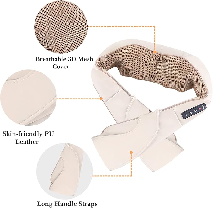TRIDUCNA Shiatsu Neck Shoulder Back Massager with Heat - Electric Deep Tissue 3D Kneading Massage Pillow for Lower Back Calf Legs Full Body Muscle Relaxation Home Office and Car Use