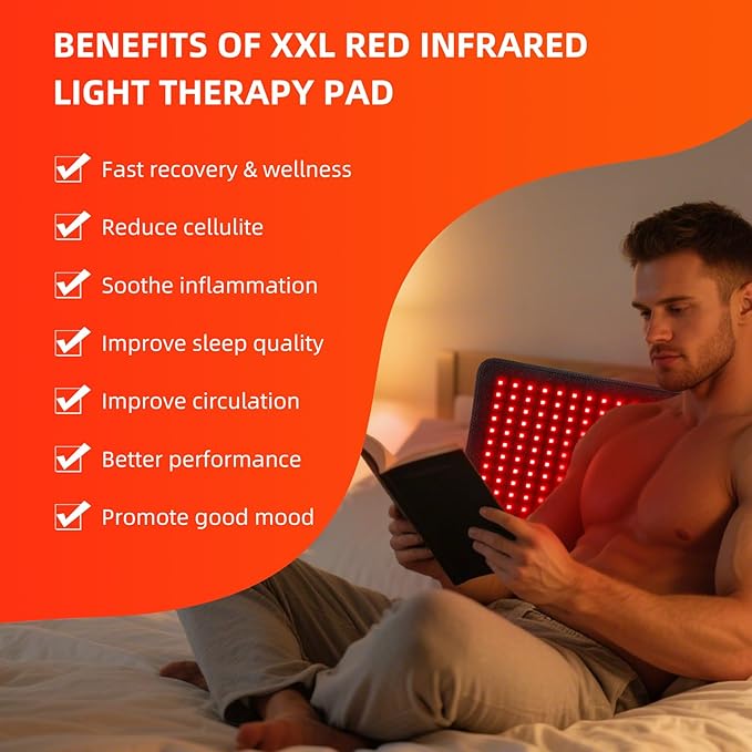 Red Infrared Light Therapy Mat for Body 31.75 x 11.5 Red Light Pad Upgraded 3 Chips in 1 Beads 360pcs LEDs 660nm 850nm RLT Device for Body Back Shoulder Knee Joint Pain Relief Ideal Gift