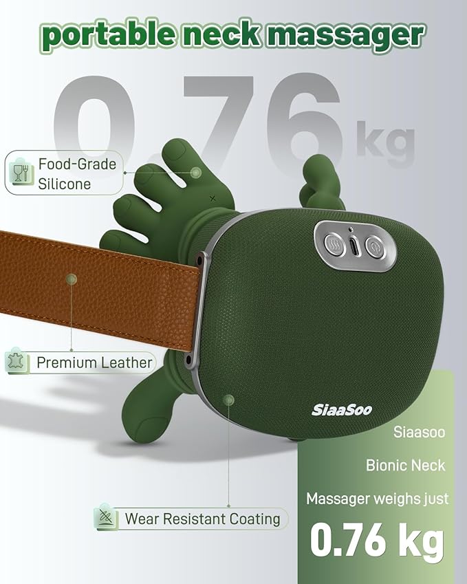 Siaasoo Neck Massager(Genuine OEM) Bionic Heated Massager (Patent Pending) Electric Deep Tissue 3D Kneading Massage Portable neck massage N7 Master Hand Series for Deep Tissue Pain Relief in Neck.
