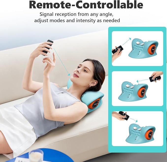 2026 Upgraded 3-in-1 Neck Massager Portable Cervical Traction Device 3 Heat Levels &amp 3 Vibration Modes Ergonomic Support for Neck Pain Relief &amp Muscle Relaxation Home &amp Office Use