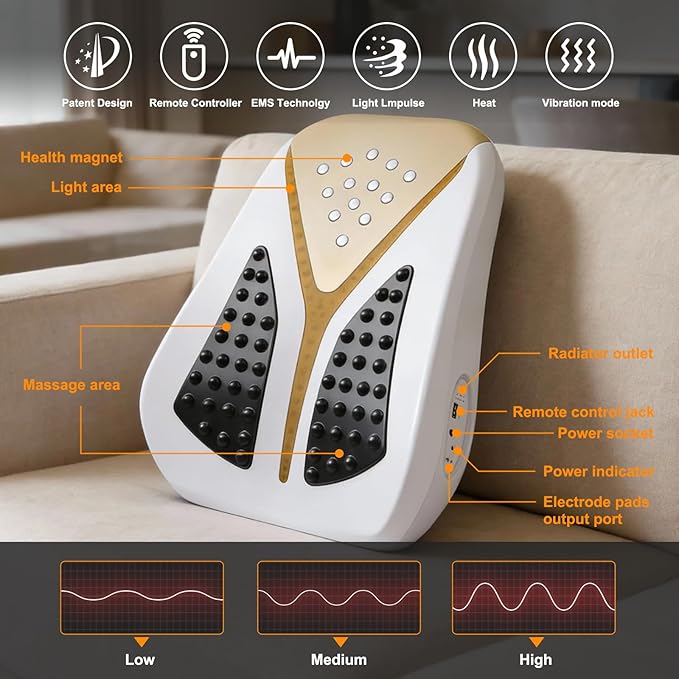 Back Massager with HeatEMS Muscle Stimulator MachineTENS Full Back Massager for Pain Relief Deep Tissue5 Modes and 50 IntensitiesTimer FunctionMassagers for Back Pain3 Vibration Modes