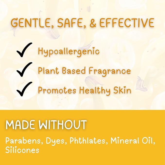Kids Body Wash – Plant Based Gentle Moisturizer with Shea Butter – Safe for Sensitive Skin – Banana Bubbles – 3 Pack (8 oz Each)