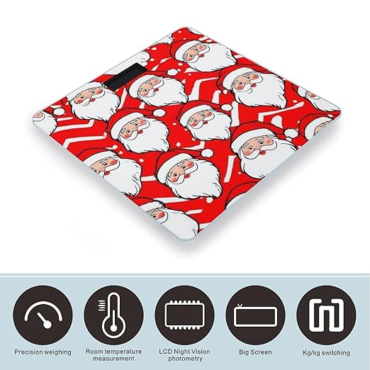 Automatic Switch Digital Bathroom Weighing Scale Smart Scale for Body Weight Merry Christmas Santa Claus