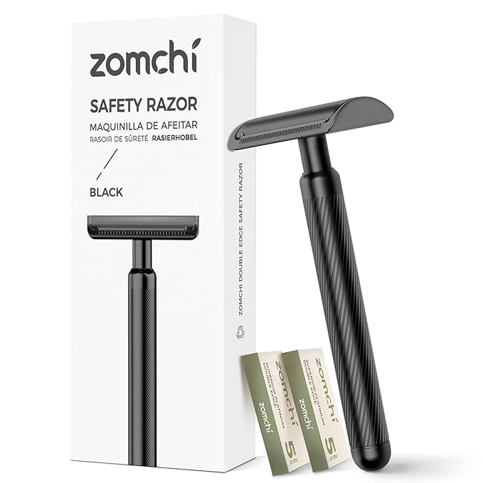 Zomchi 100 Counts Double Edge Razor Blades 2.0 with Premium Metal Razor