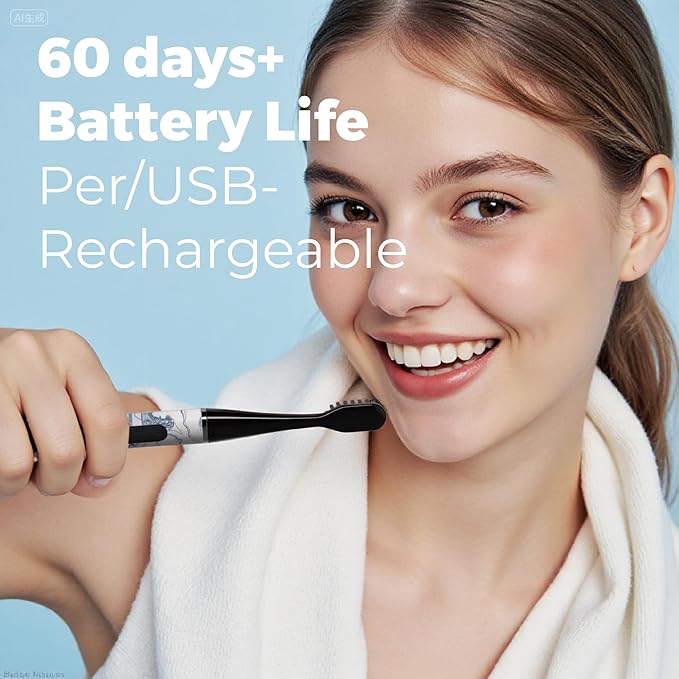 MIPOW Brush GO SlimPro i4 Electric Toothbrush Rechargeable Smart Ultra Sonic 3 Modes Travel Case &amp Ceramic Dock 60Day Battery Soft Bristles 2 Heads IPX7 Waterproof Color-Voyage Edition