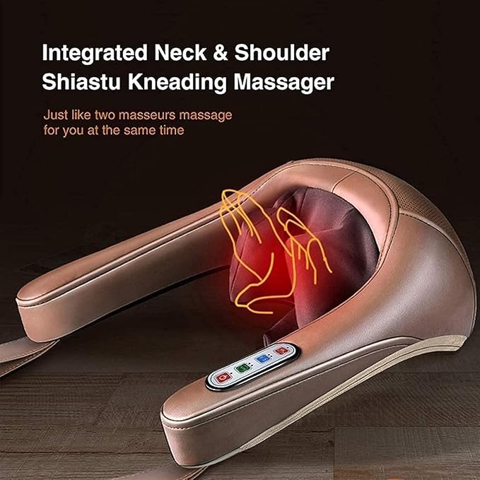 Shiatsu Back and Neck Massagerwith Electric Deep Tissue Kneading Massagefor Neck Back Shoulder Foot and Legs Use at Home Car Office Cream Color