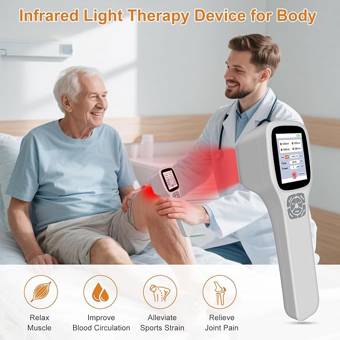 Upgrade Red Light Therapy Device for Pain Relief 10x650nm 5x808nm 5x905nm 5x980nm Portable Infrared Light Therapy Wand Handheld Therapy Machine for Human and Pets Relief of Joints Muscle and Body Pain