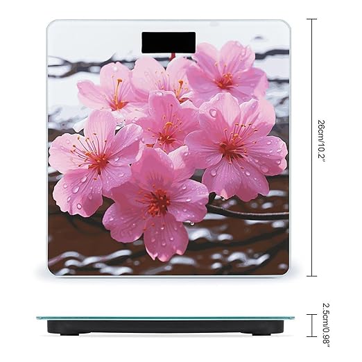 Pink Flower Bathroom Scale Ultra-Bright Liquid Crystal Screen Weight Scale Accurate Bathroom Body Scales for Body Weight Bathroom Pet Home Bedroom Gift-Giving