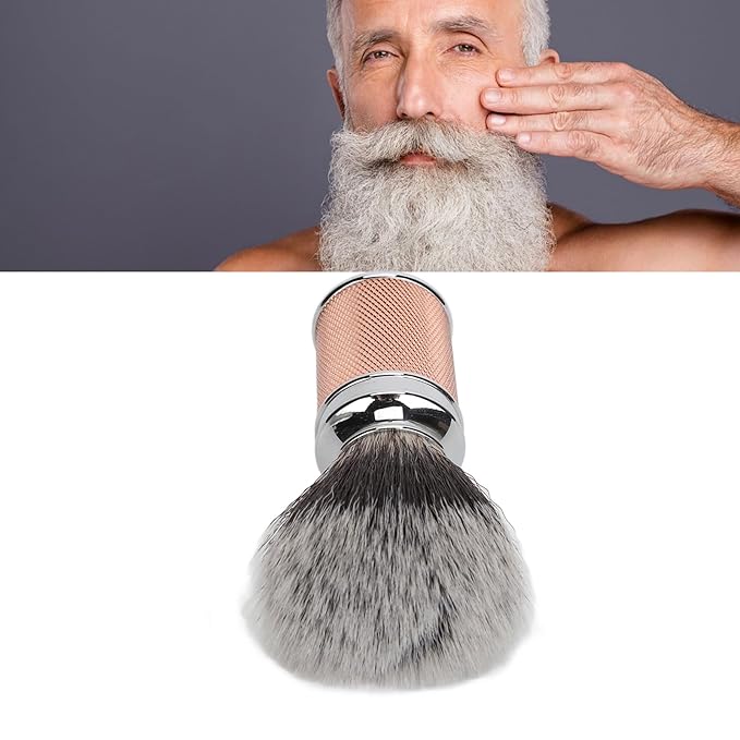 Beard Brush Nylon Beard Foaming Brush Beard Foaming Brush Aluminium Alloy Curved Handle Cleaning Synthetic Lather for Travel Home Suitable for Men Rose Gold (Rose Gold)
