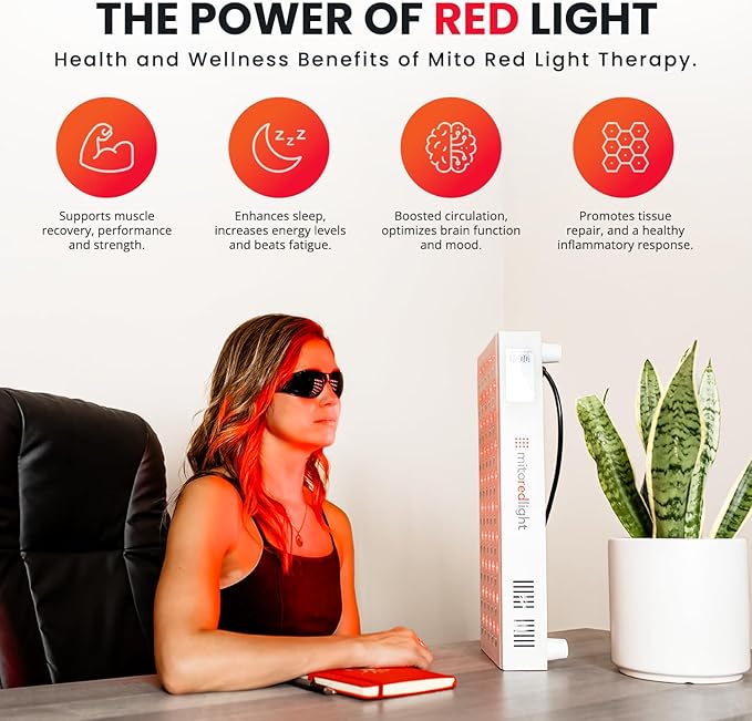 Mito Red Light – MitoMID 2.0 Red Light Panel – Red Light Therapy for Face and Neck – Red Light &amp Near Infrared Red Light Therapy – At-Home Red Light Therapy for Body