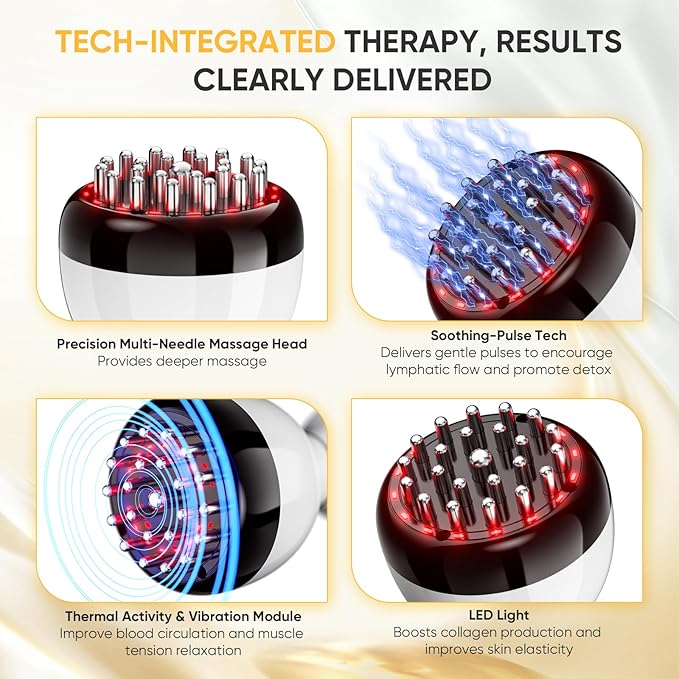 Lymphatic Drainage Massager - Anti Cellulite Massage Tool &amp Body Sculpting Machine with 30-Level Microcurrent Light Heat &amp Vibration for Legs Arms &amp Belly Body Helps Reduce Stretch Marks