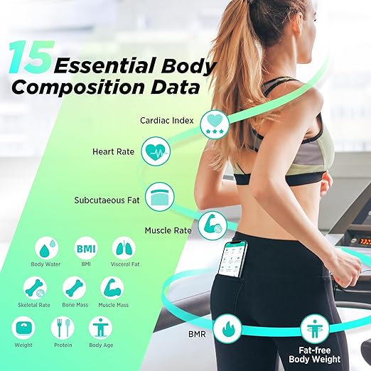 RunStar Smart Scale for Body Weight and Fat Percentage High Accuracy Digital Bathroom Scale with Large Display for BMI Heart Rate 22 Body Composition Analyzer Sync with Fitness App 400lb