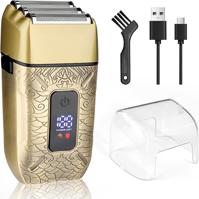 Foil Shavers for Men Electric Razor with Triple Blades LED Display Cordless Rechargeable Shavers for Men Men's Foil Shaver for Close Shave Dry &amp Wet Shave