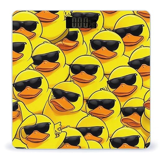Men's Fashion Automatic Switch Digital Bathroom Weighing Scale Smart Scale Funny Sunglasses Yellow Rubber Duck