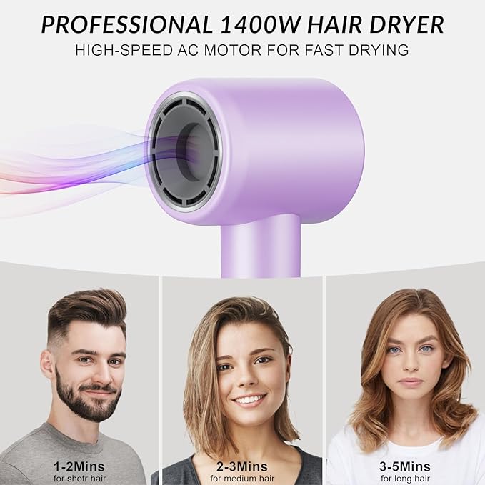 Hair Dryer&ampPortable Clothes Dryer180000 RPM Professional High-Speed Blow&amp800 Millions Negative Ionic Care for Fast Drying Low Noise for Travel&ampHome Use for Lightweight T-ShirtsGarments