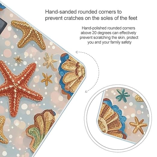 Shell Starfish Pattern Scale for Body Weight Digital Bathroom Scale Toughened Glass High Precision Scales for Body Weight with Large LCD Backlight Display Weight Scales