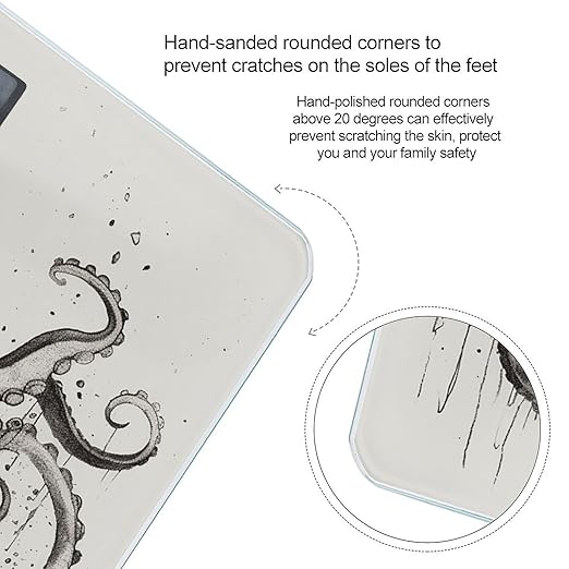 Octopus Scale for Body Weight Highly Accurate Digital Bathroom Scale Sturdy Tempered Glass Weighing Scales with LCD Display Fashion Body Fat Smart Scales 400lb