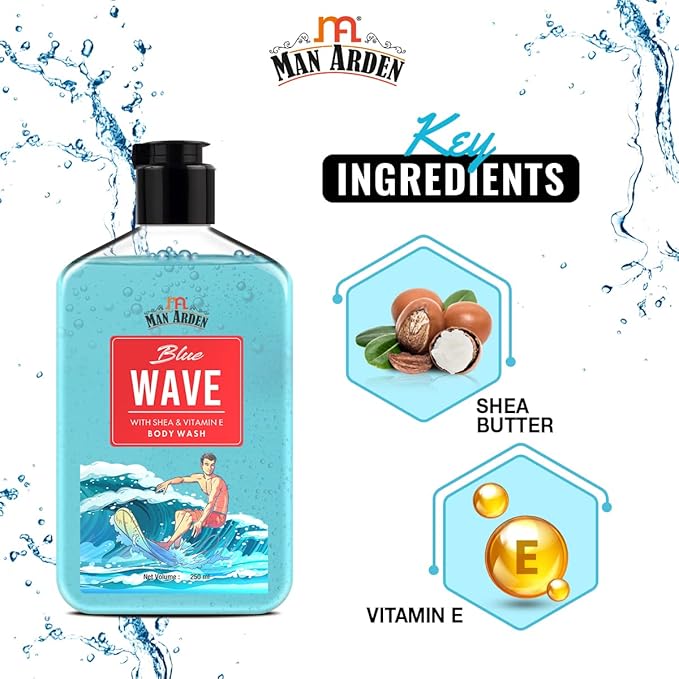 Man Arden Blue Wave Luxury Body Wash Infused With Shea Butter &amp Vitamin E 250ml