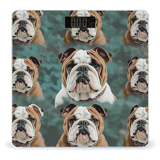 Digital Bathroom Scale for Body Weight Scale with Bright LCD Display High Accuracy Step-On Technology Auto On/Off Funny English Bulldog Digital Scales 400 Lbs /180kg