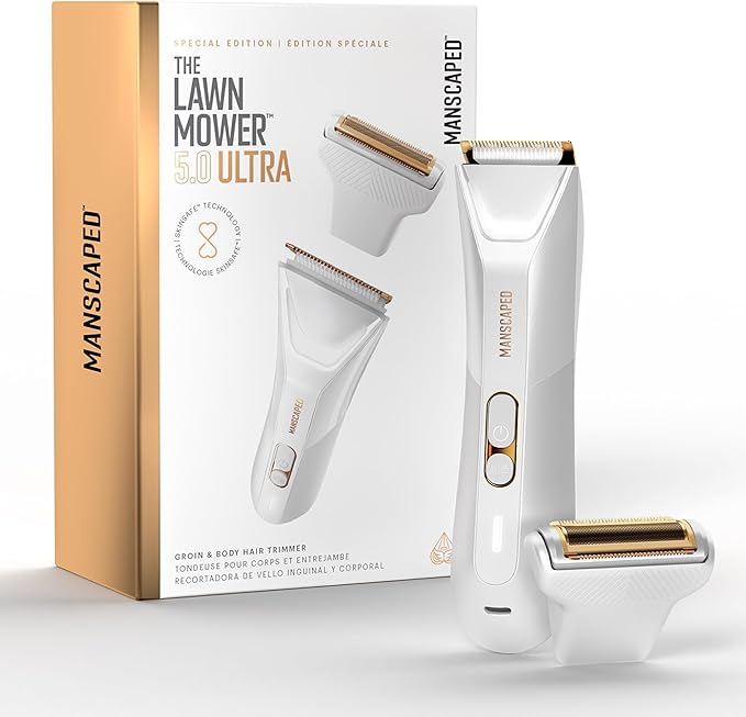 MANSCAPED® The Lawn Mower® 5.0 Ultra Men's &amp Women's Groin &amp Body Hair Trimmer – Dual-Head SkinSafe® Trimmer &amp Foil Blades Waterproof Wet/Dry Groomer USB-C Rechargeable with Travel Case