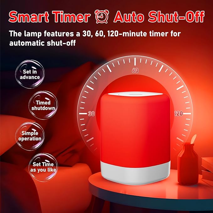 Red Light Therapy for Sleep Device Red Night Lights with 670nm Wavelength Touch Reds Light Sleep Lamp Aid to Support Deep Relaxation and Improve Sleeping for Adults &amp Kids Bedrooms
