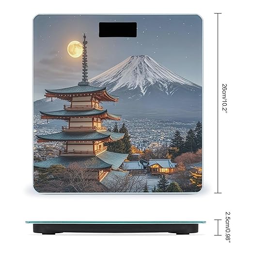 Yokohama Moon Bathroom Scale for Body Weight Bathroom Weighing Scales with Back Lit LED Display Sturdy Tempered Glass Body Weight Bathroom Scale 400lb Weighing