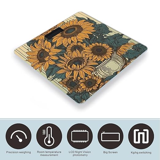 Many Flowers Smart Scale for Body Weight Accurate Bathroom Scale with LED Display Digital Weight Scales Weighing Machine High Precision Scales for Bath Home