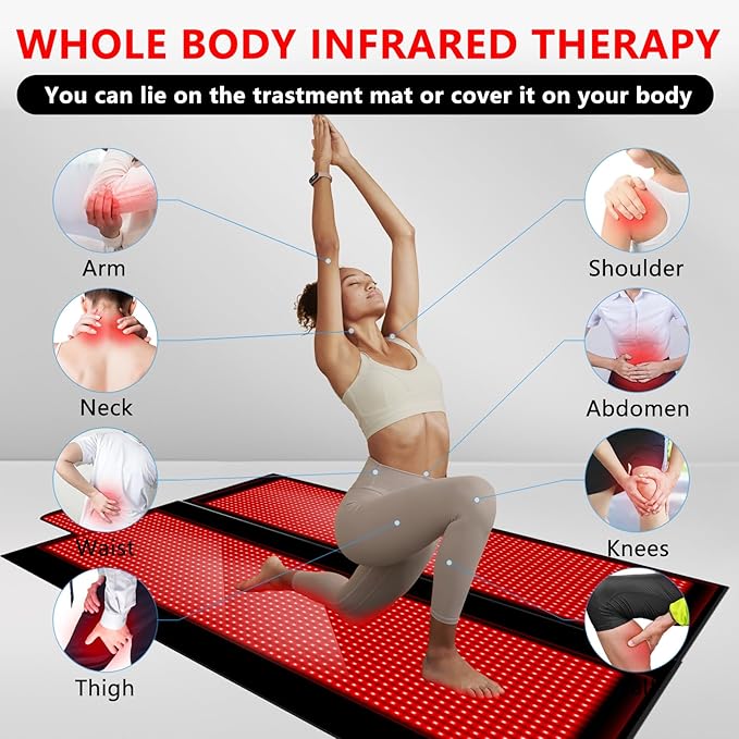 Red Light Therapy Mat for Full Body 84.6 x 88.6 Extra Large Size Near Infrared Mat with 2680 LEDs Beads 660nm &amp 850nm Dual Wavelengths Red Near Infrared Light Blanket Pad with 3 Modes and Time