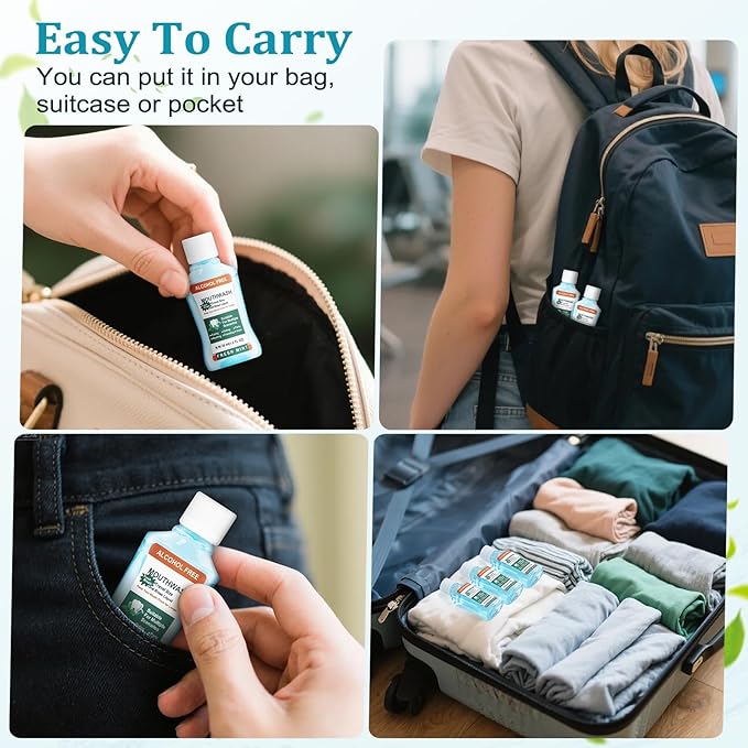100 Pack Mini Mouthwash Travel Size BulkPortable Mint Mini Mouthwash Bulk 35ml/1.2 Fl Oz Individual Small Mouth Wash for TravelHotelOfficeToiletry Kits