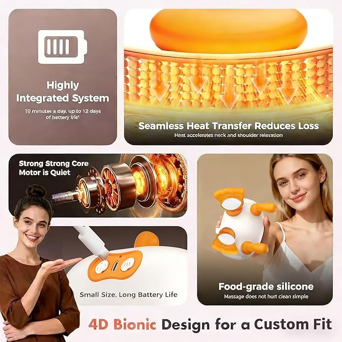 Shoulder and Neck Massager Bionic Heated Massager Neck Massager with Fingers 4D Kneading Massage Simulates a Real Palm Massage for Comfort Relax Muscle Tension
