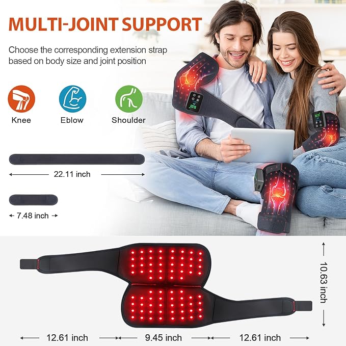 2-Pack Red Light Therapy for Knee Brace Wireless 72 LEDs Knees Wraps with 660nm &amp 850nm Infrared Light 3000mAh Battery Heat &amp Pulse for Knee Elbow Shoulder Joint Pain Relief