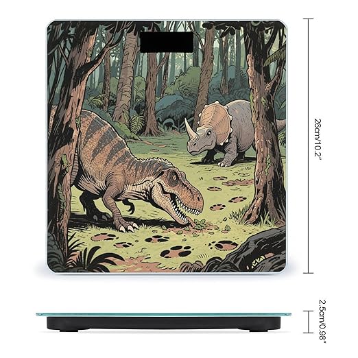 Dinosaur Jungle Weight Scale Large Bathroom Scales Digital Weight with Bright LED Display Non Slip Automatic Weighing Scale Fashion Weighing Machine for Body