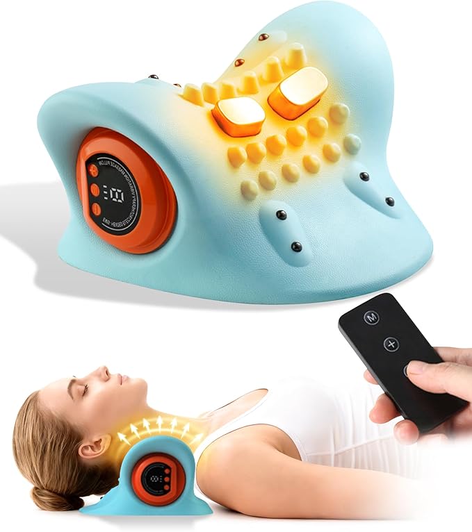 Neck Massager 2025 with Heat and Multi-Directional Stretch NEXT Gen Ergonomic Neck Massager Pillow with 3 Modes 26° Angle Neck Stretcher Cervical Traction Device - Neck &amp Shoulder Relief(1PCS)