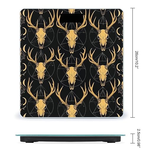 Women's Digital Bathroom Weighing Scale Automatic Switch Energy Saving Scale Smart Scale for Body Weight Sun Moon Goth Hunting Camo Deer Skull